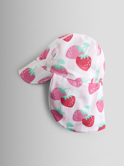JoJo Maman Bébé Pink Strawberry Stripe UV Sun Protection Swim Hat image 1