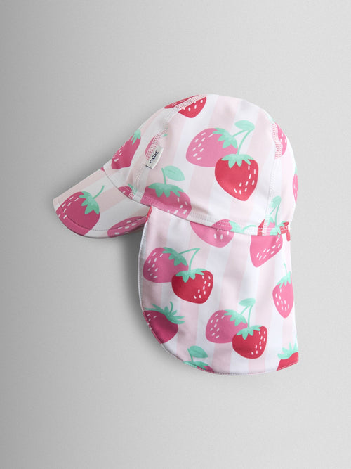 JoJo Maman Bébé Pink Strawberry Stripe UV Sun Protection Swim Hat image 1