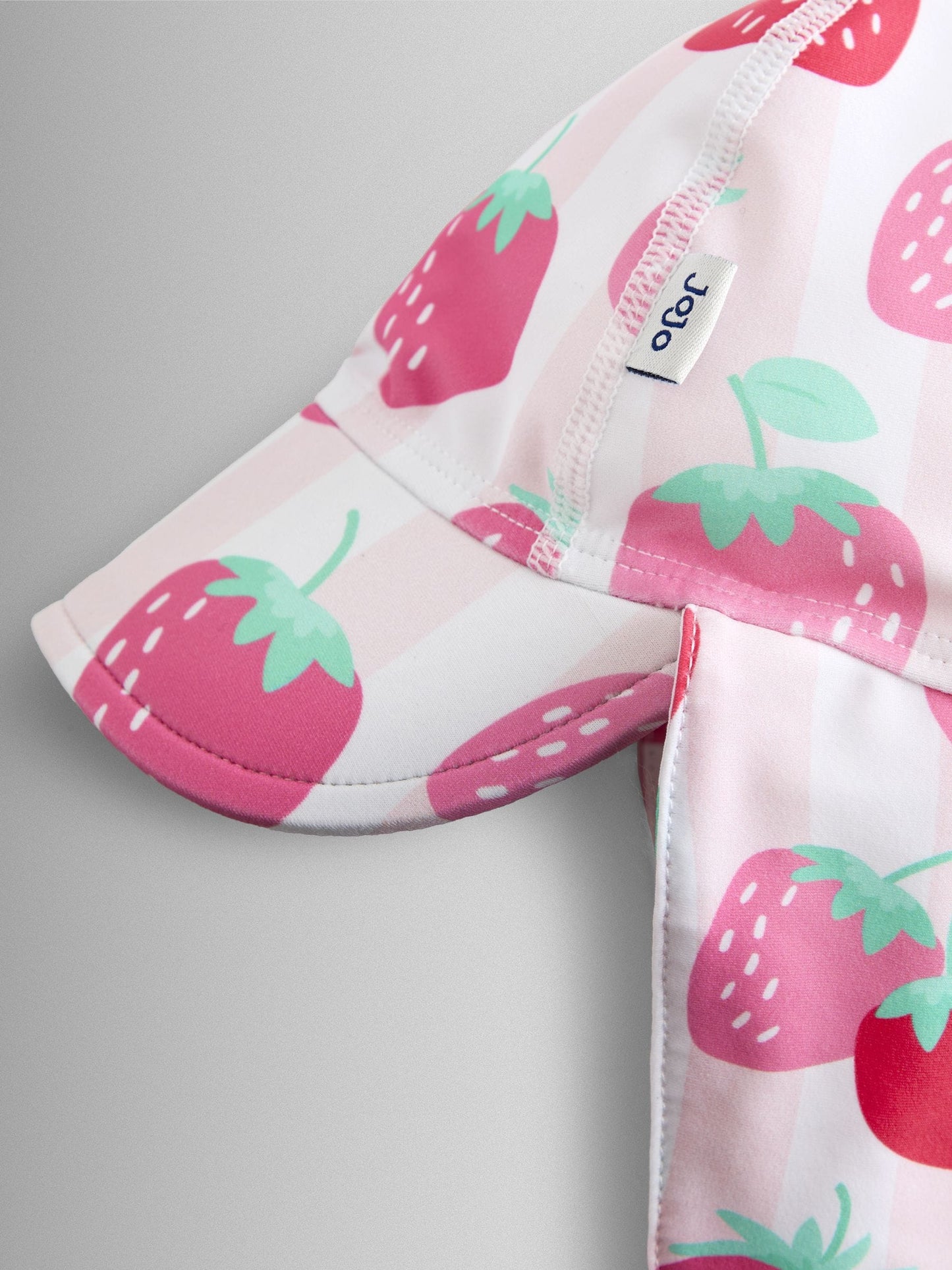 JoJo Maman Bébé Pink Strawberry Stripe UV Sun Protection Swim Hat image 2
