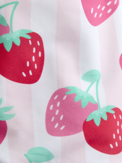 JoJo Maman Bébé Pink Strawberry Stripe UV Sun Protection Swim Hat image 3