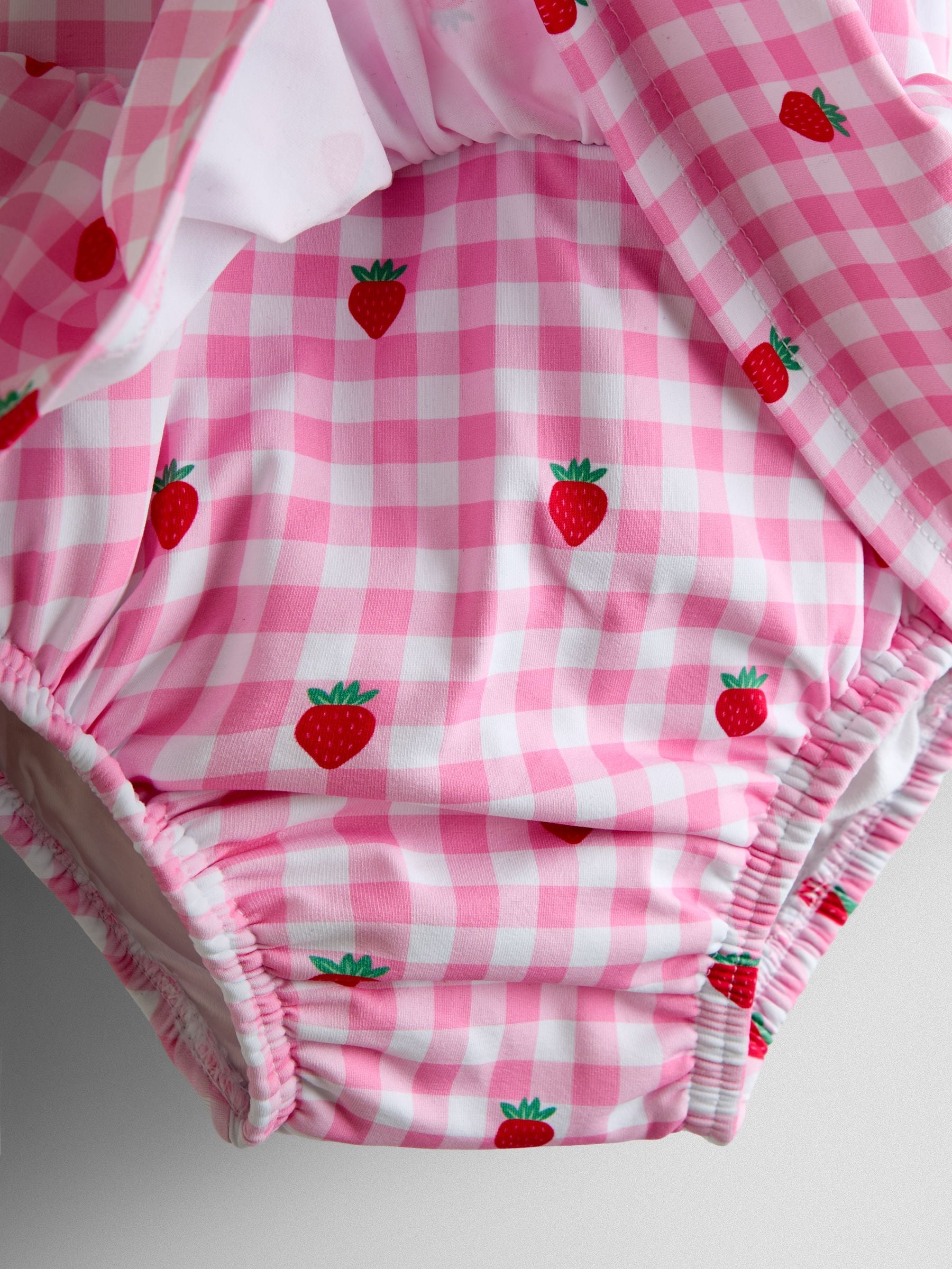 JoJo Maman Bébé Strawberry Gingham Swimsuit With Integral Nappy image 4