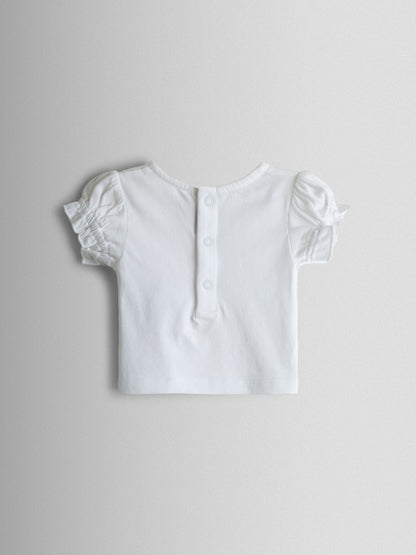 JoJo Maman Bébé Cream Floral Spliced Dungarees T-Shirt and Hat Set image 5