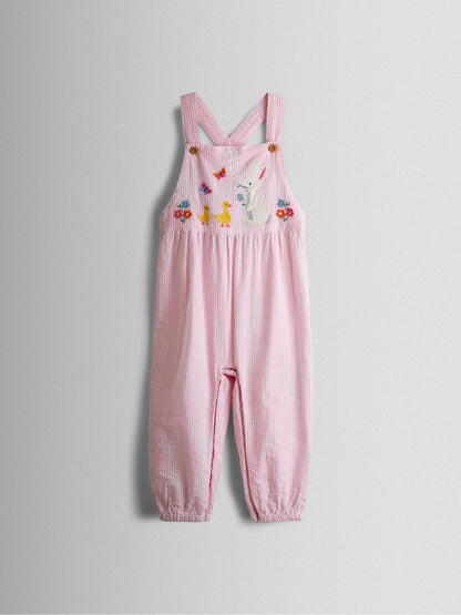 JoJo Maman Bébé Pink Bunny Embroidered Dungarees & Body Set image 2