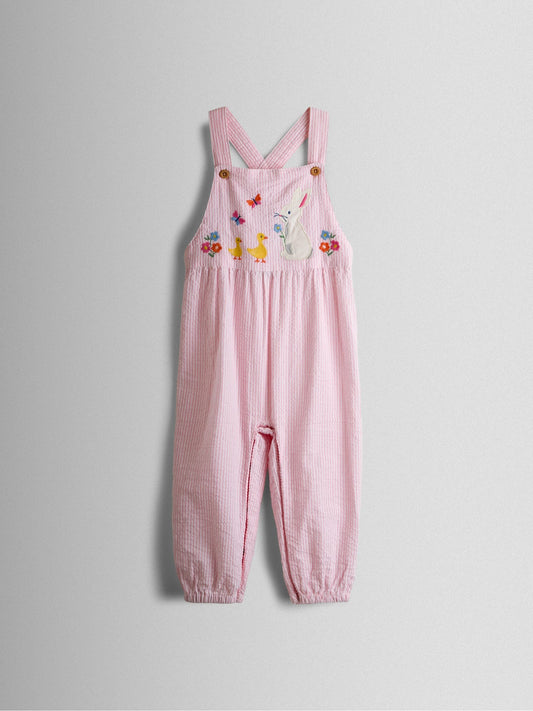 JoJo Maman Bébé Pink Bunny Embroidered Dungarees & Body Set image 2
