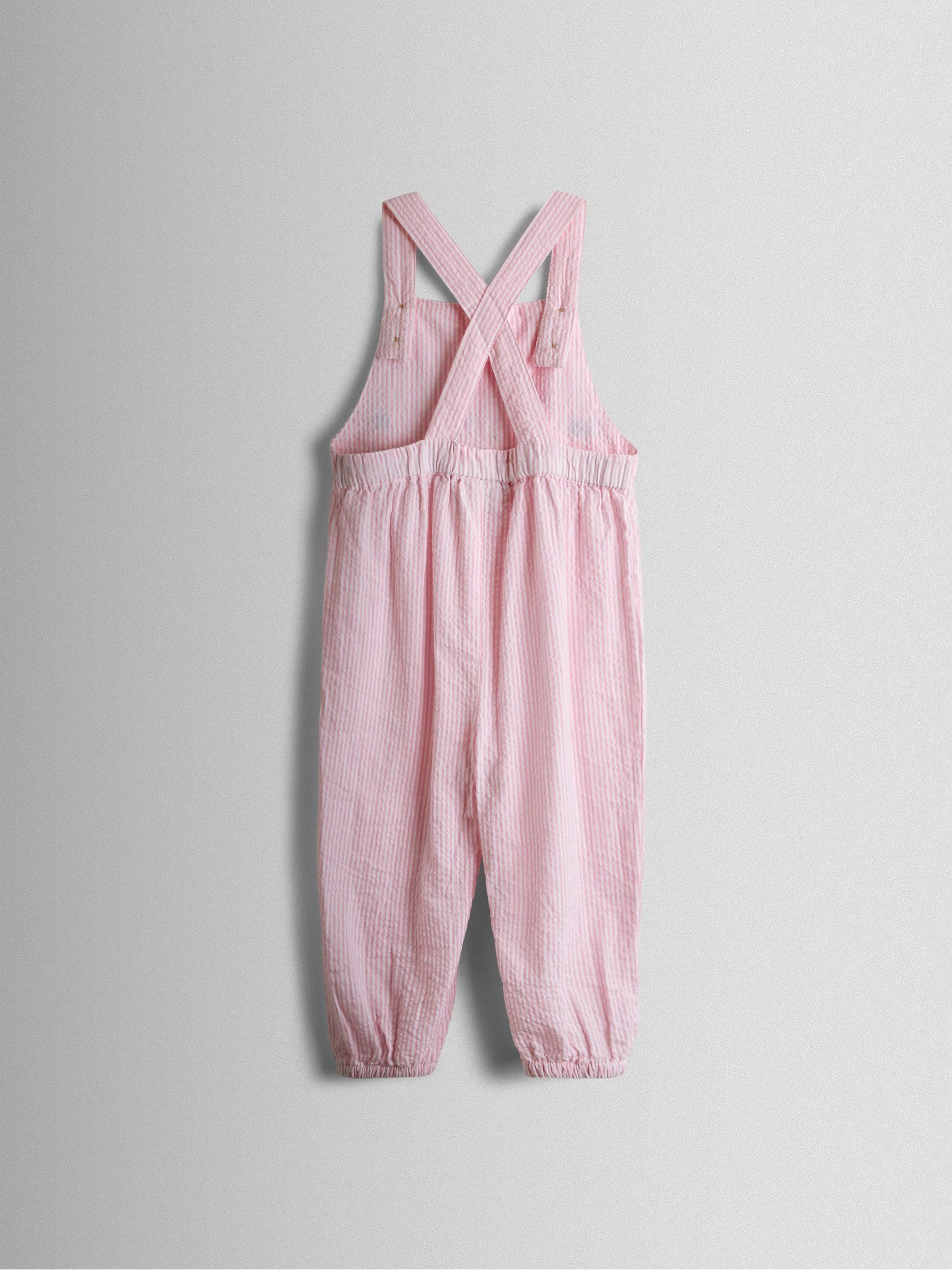 JoJo Maman Bébé Pink Bunny Embroidered Dungarees & Body Set image 3