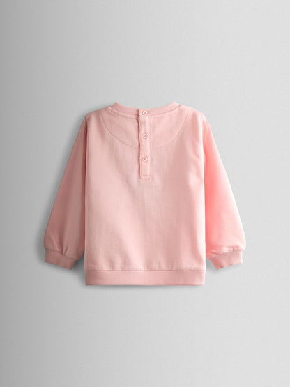 JoJo Maman Bébé Floral Pink Strawberry Appliqué Sweatshirt & Legging Set image 3
