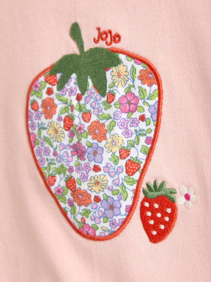 JoJo Maman Bébé Floral Pink Strawberry Appliqué Sweatshirt & Legging Set image 6