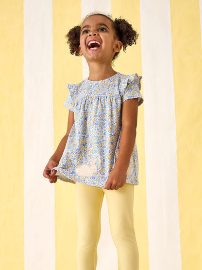 JoJo Maman Bébé Yellow Bunny Ditsy Floral Appliqué Top & Legging Set image 1
