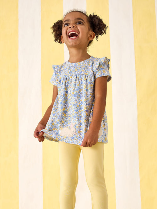 JoJo Maman Bébé Yellow Bunny Ditsy Floral Appliqué Top & Legging Set image 1