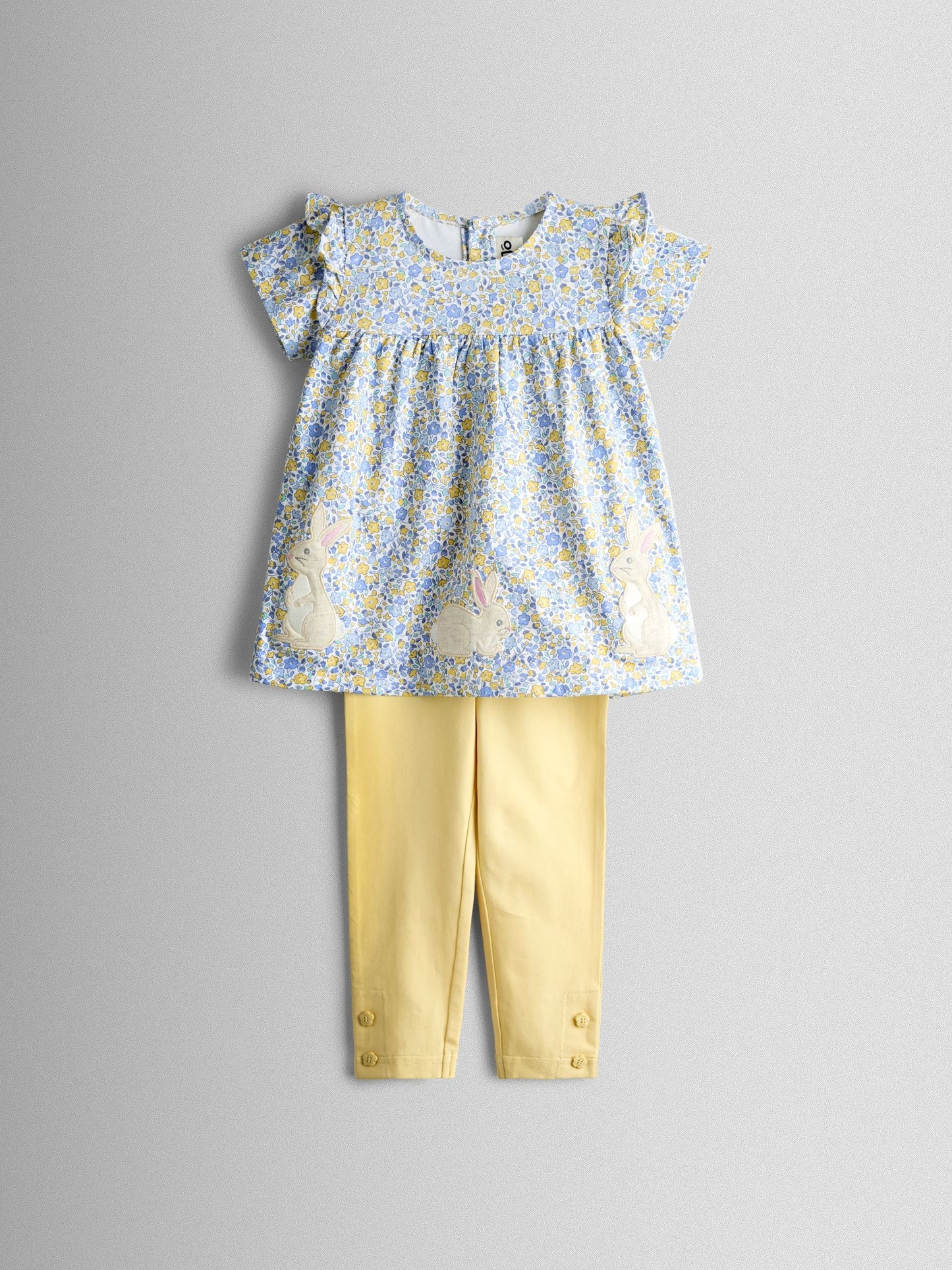 JoJo Maman Bébé Yellow Bunny Ditsy Floral Appliqué Top & Legging Set image 3