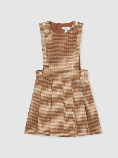 Reiss Brown Briana 9-13 yrs Puppytooth-Check Pinafore Dress image 2