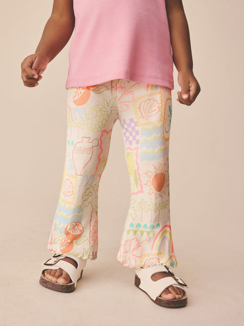 Ecru Rainbow Ribbed Flare Leggings (3mths-7yrs) image 1