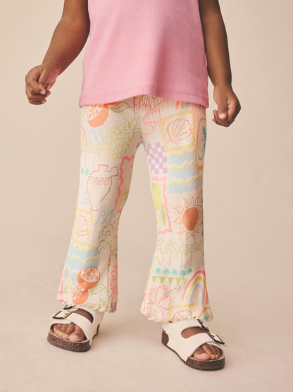 Ecru Rainbow Ribbed Flare Leggings (3mths-7yrs) image 1