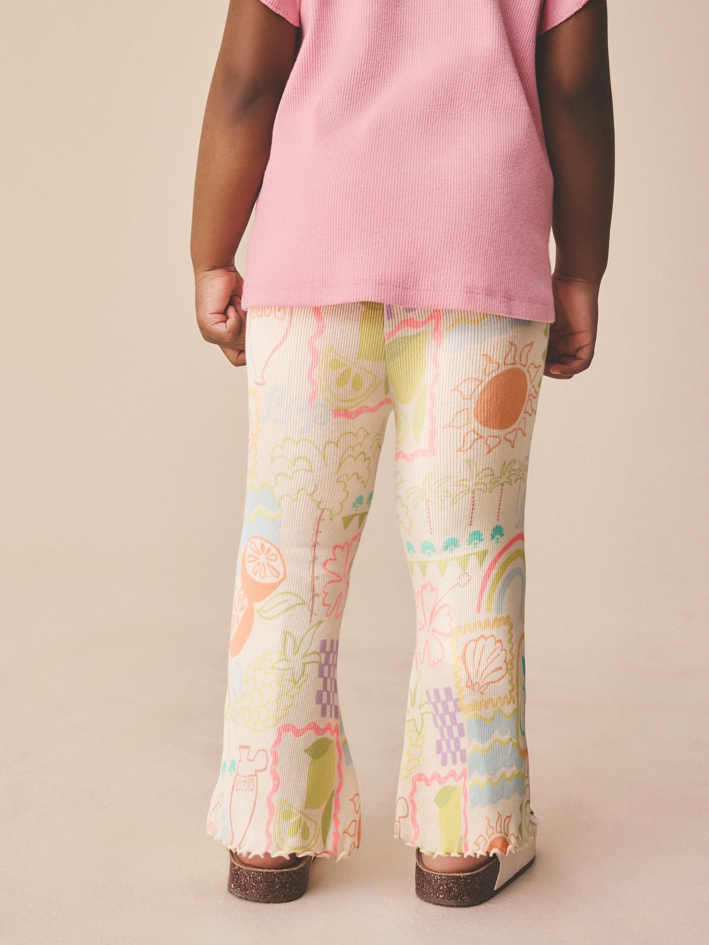 Ecru Rainbow Ribbed Flare Leggings (3mths-7yrs) image 3