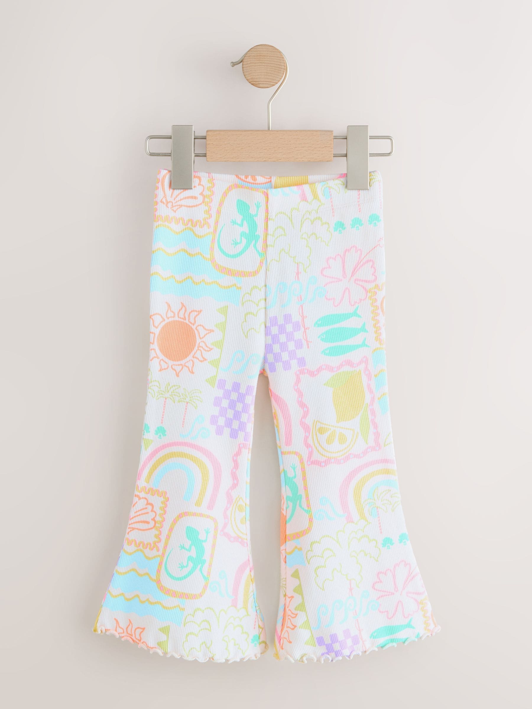 Ecru Rainbow Ribbed Flare Leggings (3mths-7yrs) image 4