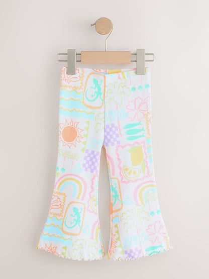 Ecru Rainbow Ribbed Flare Leggings (3mths-7yrs) image 4