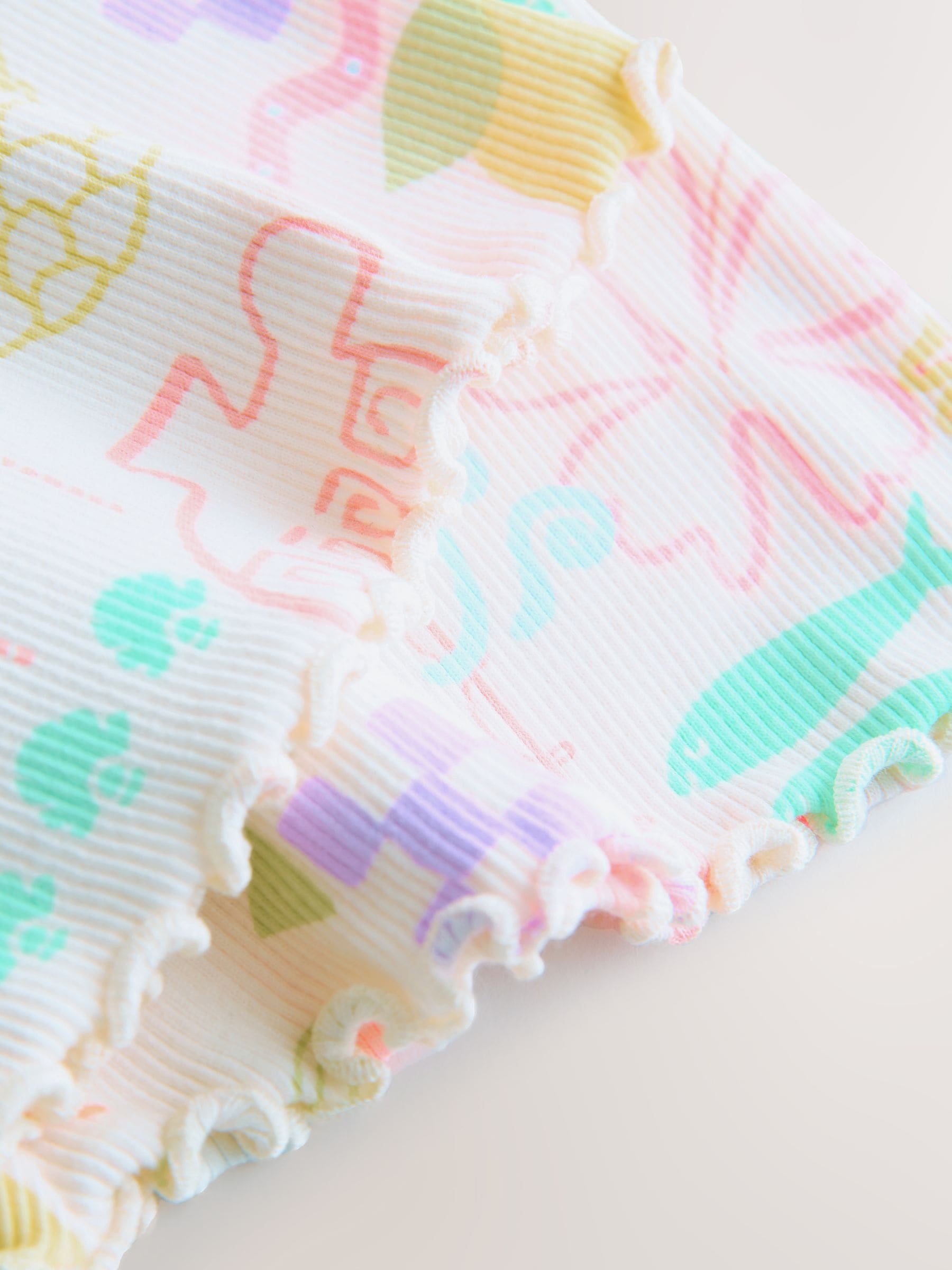 Ecru Rainbow Ribbed Flare Leggings (3mths-7yrs) image 6