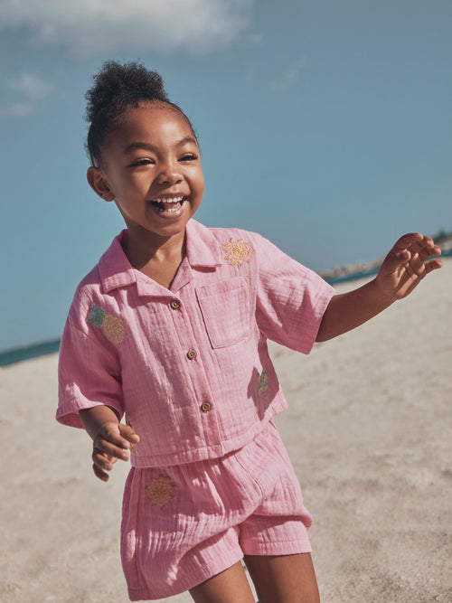 Pink Shirt And Short Co-Ord Set (3mths-10yrs) image 1