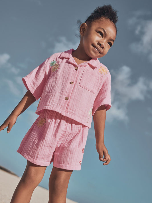 Pink Shirt And Short Co-Ord Set (3mths-10yrs) image 2