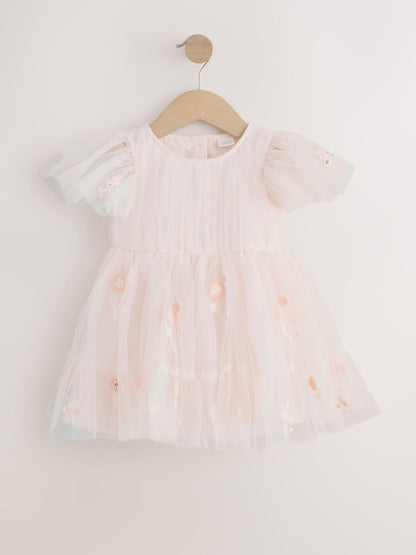 Dsiney Kidz - Pastel Pink Embroidered Mesh Occasion Dress (3mths-8yrs) image 5