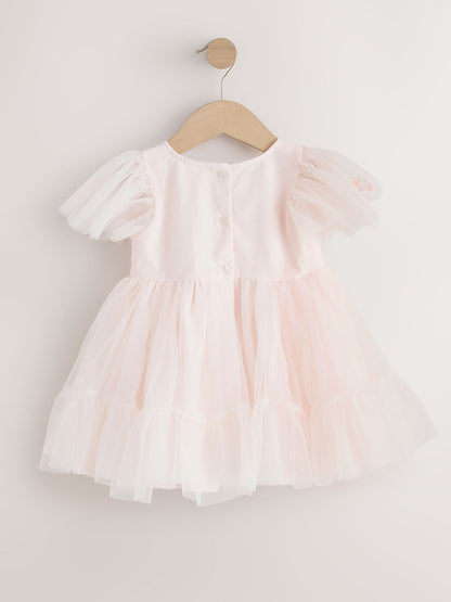 Dsiney Kidz - Pastel Pink Embroidered Mesh Occasion Dress (3mths-8yrs) image 6