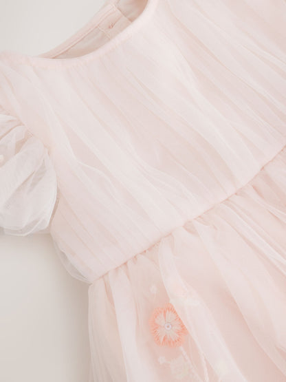 Dsiney Kidz - Pastel Pink Embroidered Mesh Occasion Dress (3mths-8yrs) image 7
