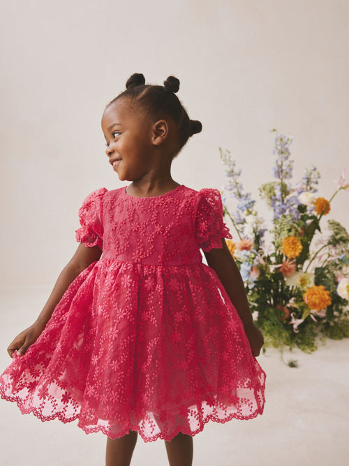 Red Embroidered Prom Dress (3mths-8yrs) image 1