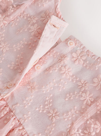 Pastel Pink Embroidered Prom Dress (3mths-8yrs) image 9