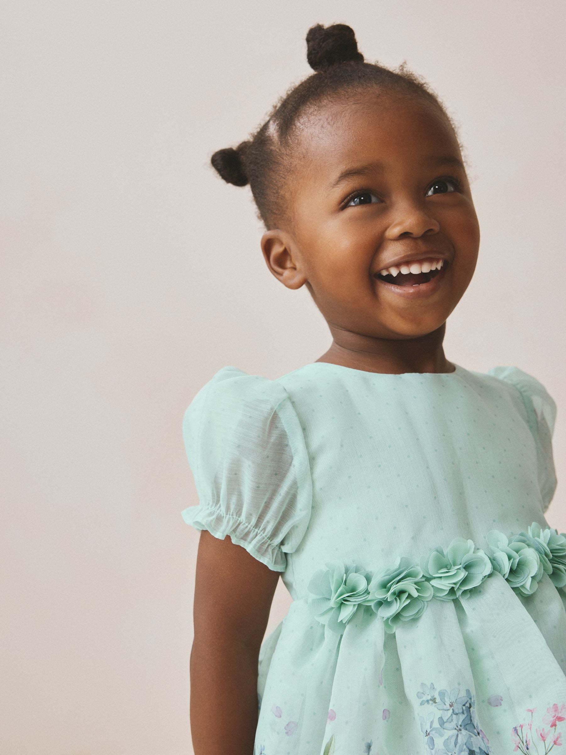 Mint Floral Print Flower Corsage Dress (3mths-8yrs) image 4