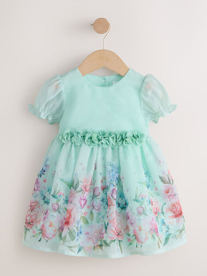 Mint Floral Print Flower Corsage Dress (3mths-8yrs) image 5