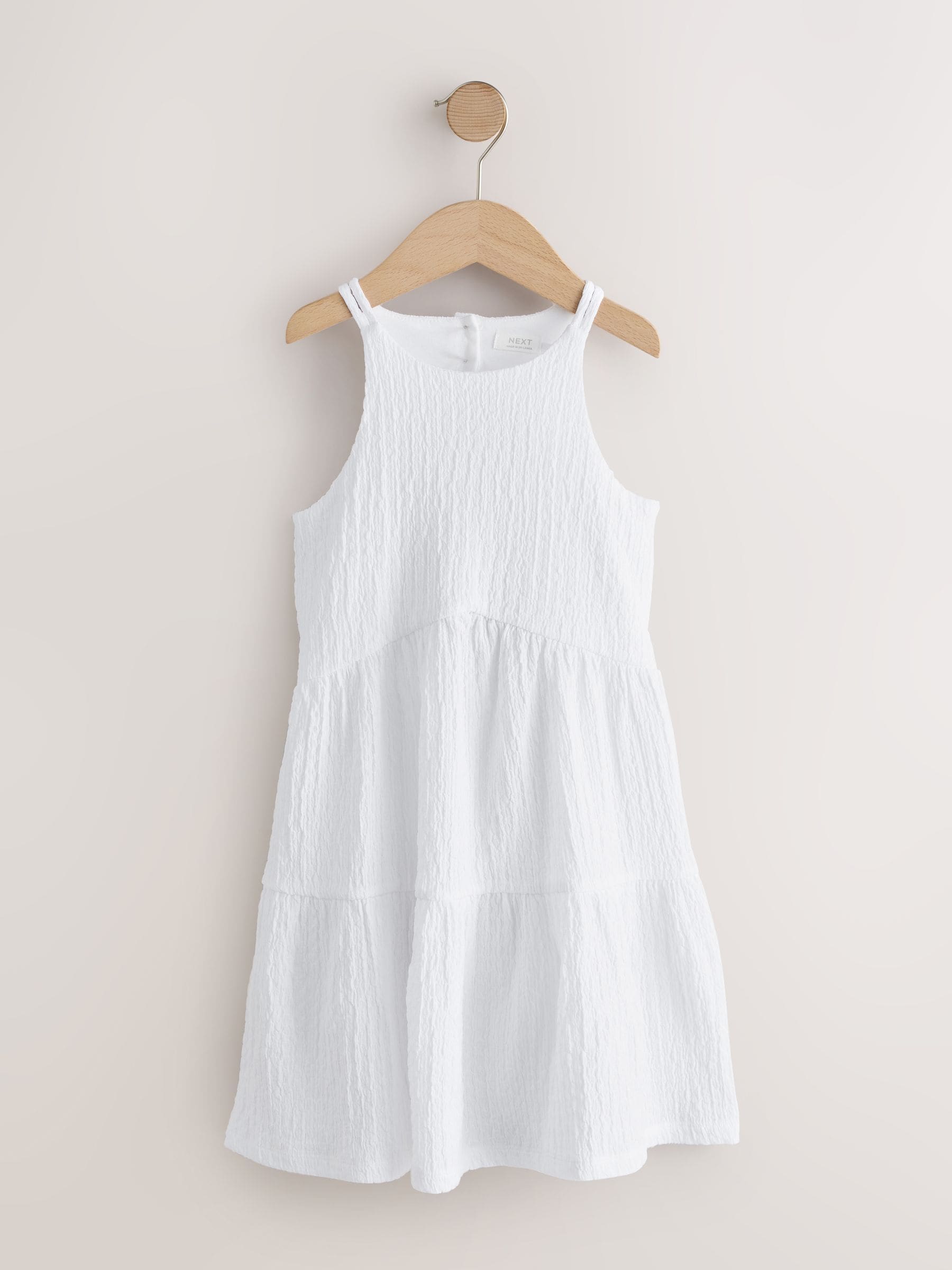 White Strappy Crinkle Summer Dress (3-16yrs) image 4
