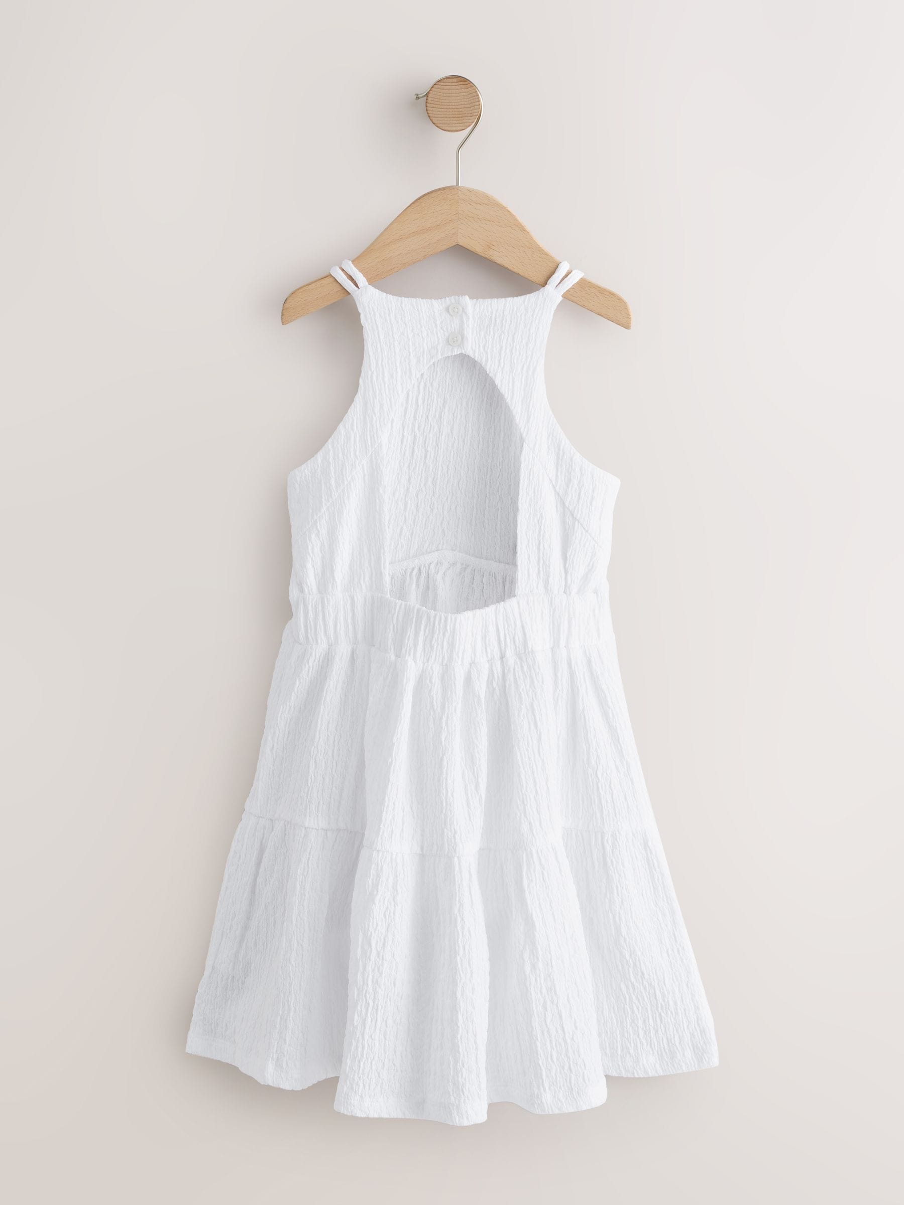 White Strappy Crinkle Summer Dress (3-16yrs) image 5