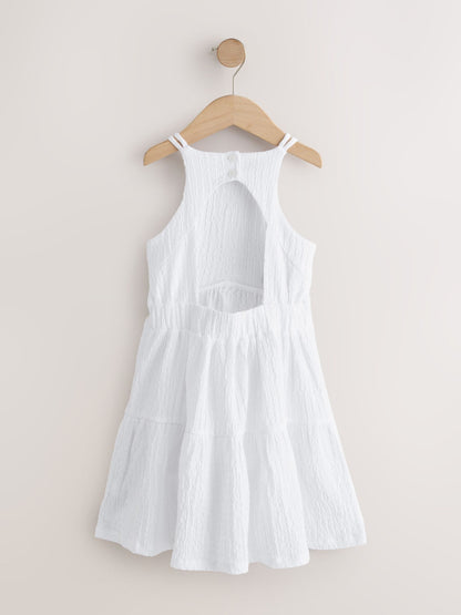 White Strappy Crinkle Summer Dress (3-16yrs) image 5