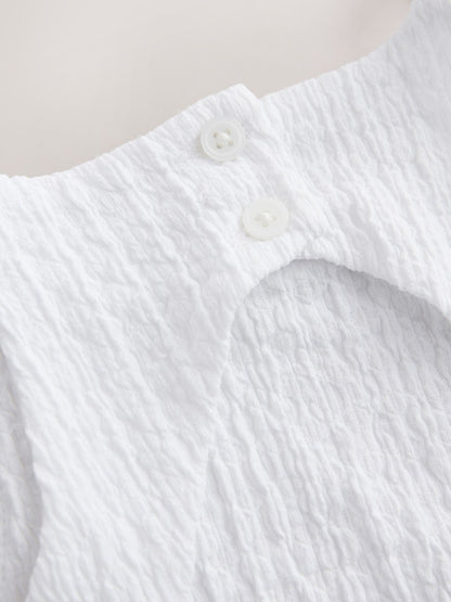 White Strappy Crinkle Summer Dress (3-16yrs) image 7