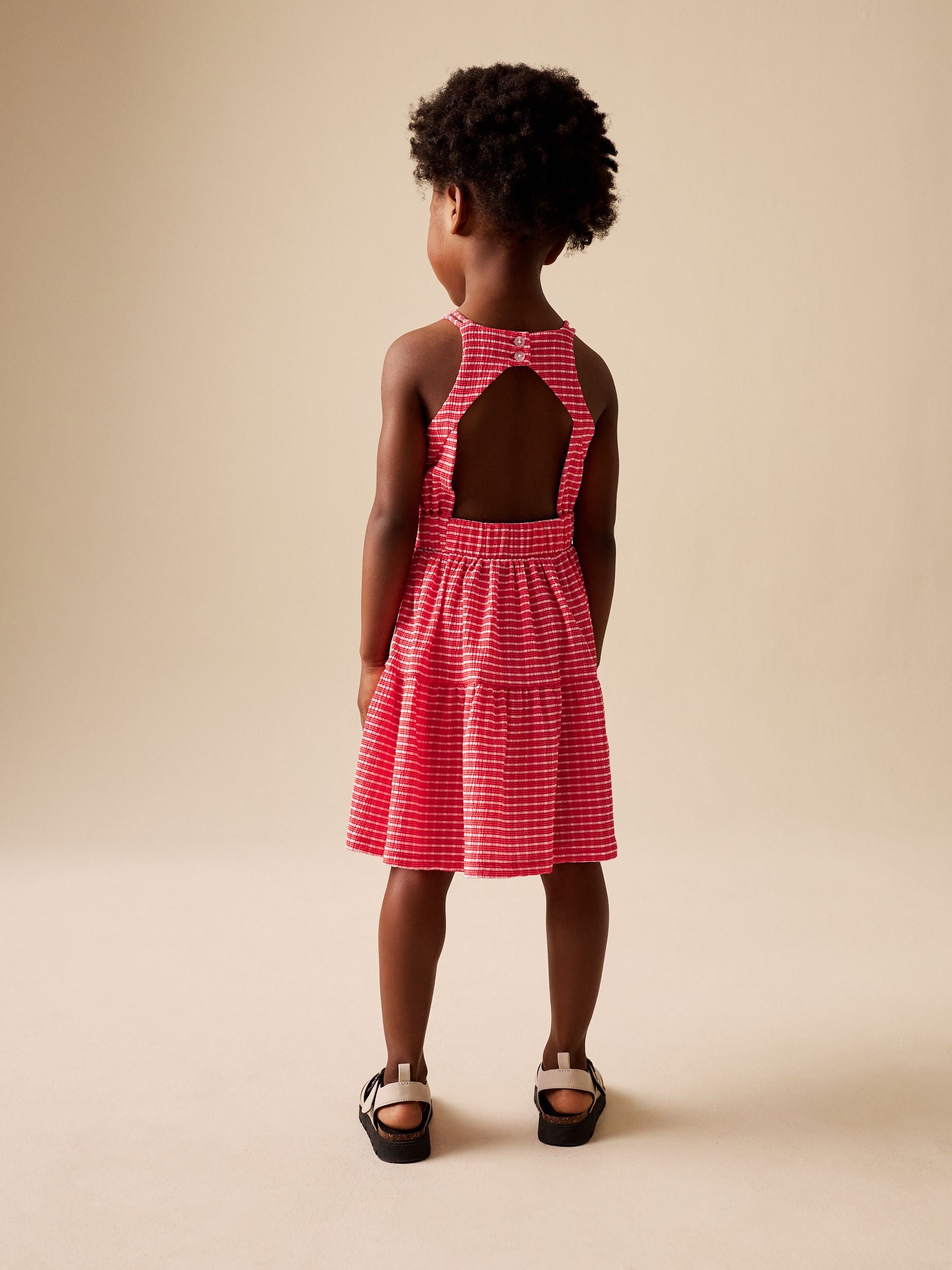 Red Stripe Strappy Crinkle Summer Dress (3-16yrs) image 3