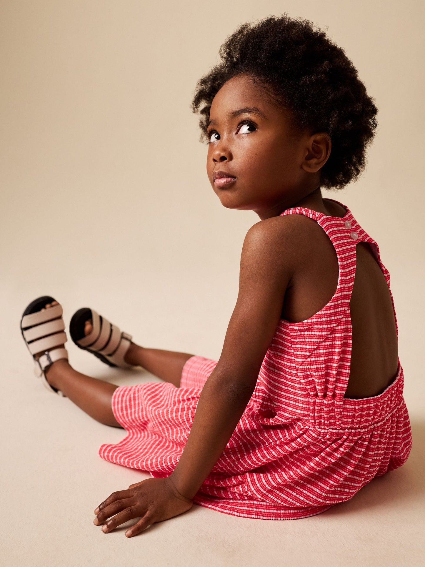 Red Stripe Strappy Crinkle Summer Dress (3-16yrs) image 4
