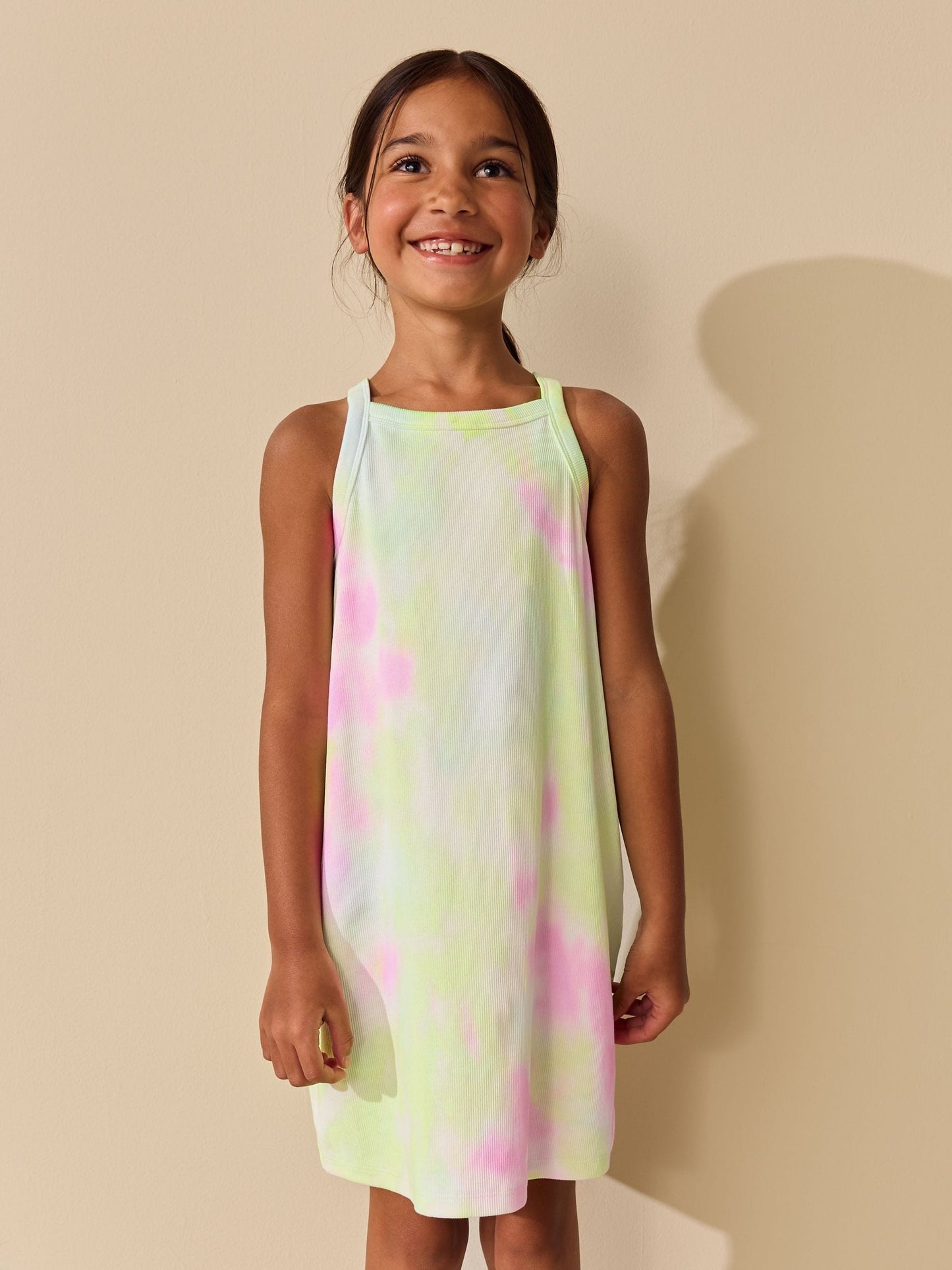Multi Tie-Dye Rib Racer Dress (3-16yrs) image 1