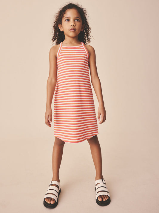 Orange Stripe Rib Racer Dress (3-16yrs) image 2