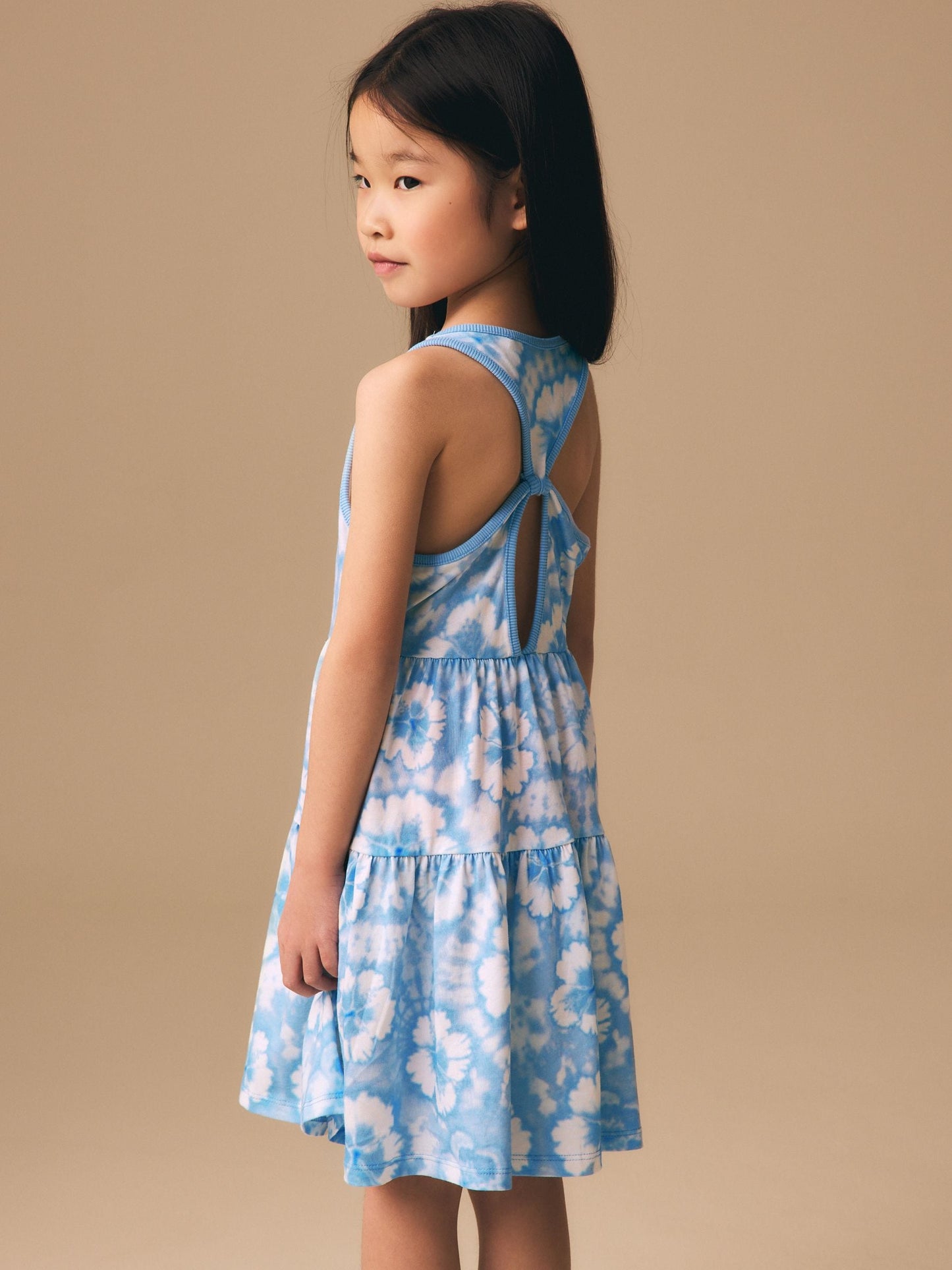 Blue Tie-Dye Twist Back Summer Dress (3-16yrs) image 3