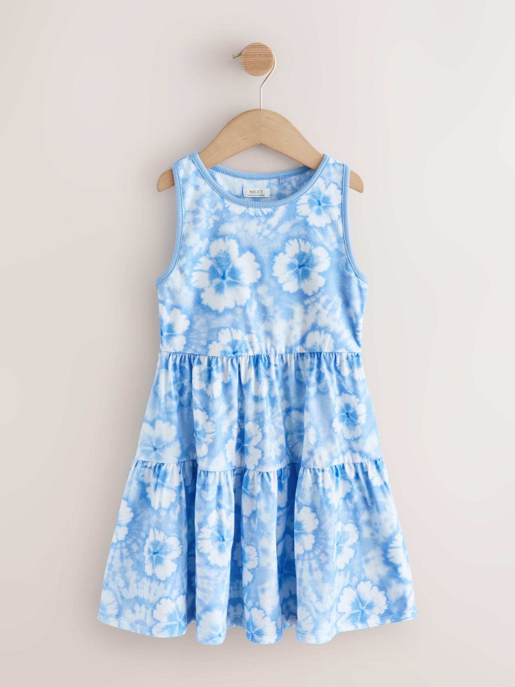 Blue Tie-Dye Twist Back Summer Dress (3-16yrs) image 4