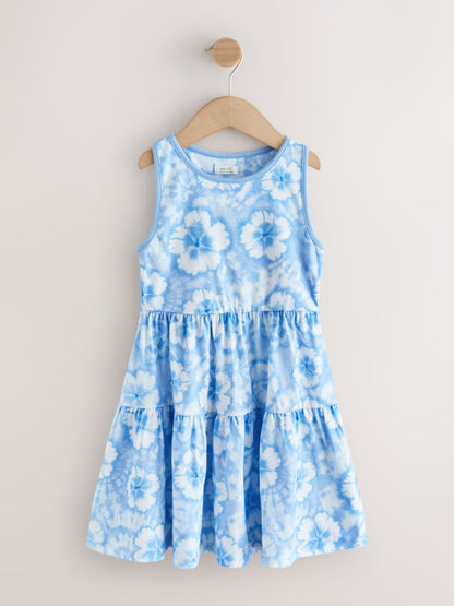 Blue Tie-Dye Twist Back Summer Dress (3-16yrs) image 4