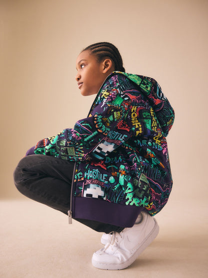 Dsiney Kidz - Purple Regular Fit Minecraft Zip Through Hoodie (3-16yrs) image 1