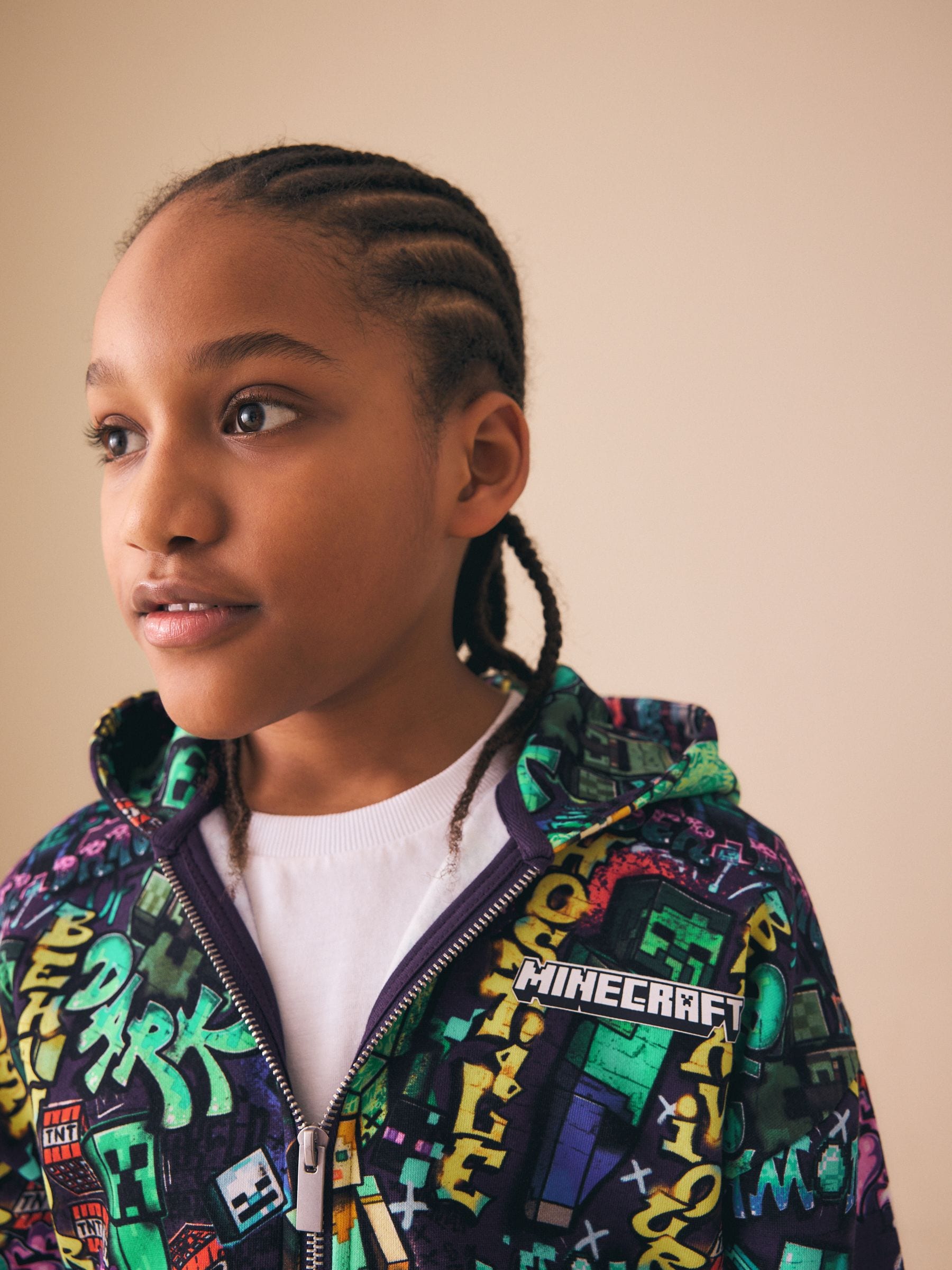 Dsiney Kidz - Purple Regular Fit Minecraft Zip Through Hoodie (3-16yrs) image 4