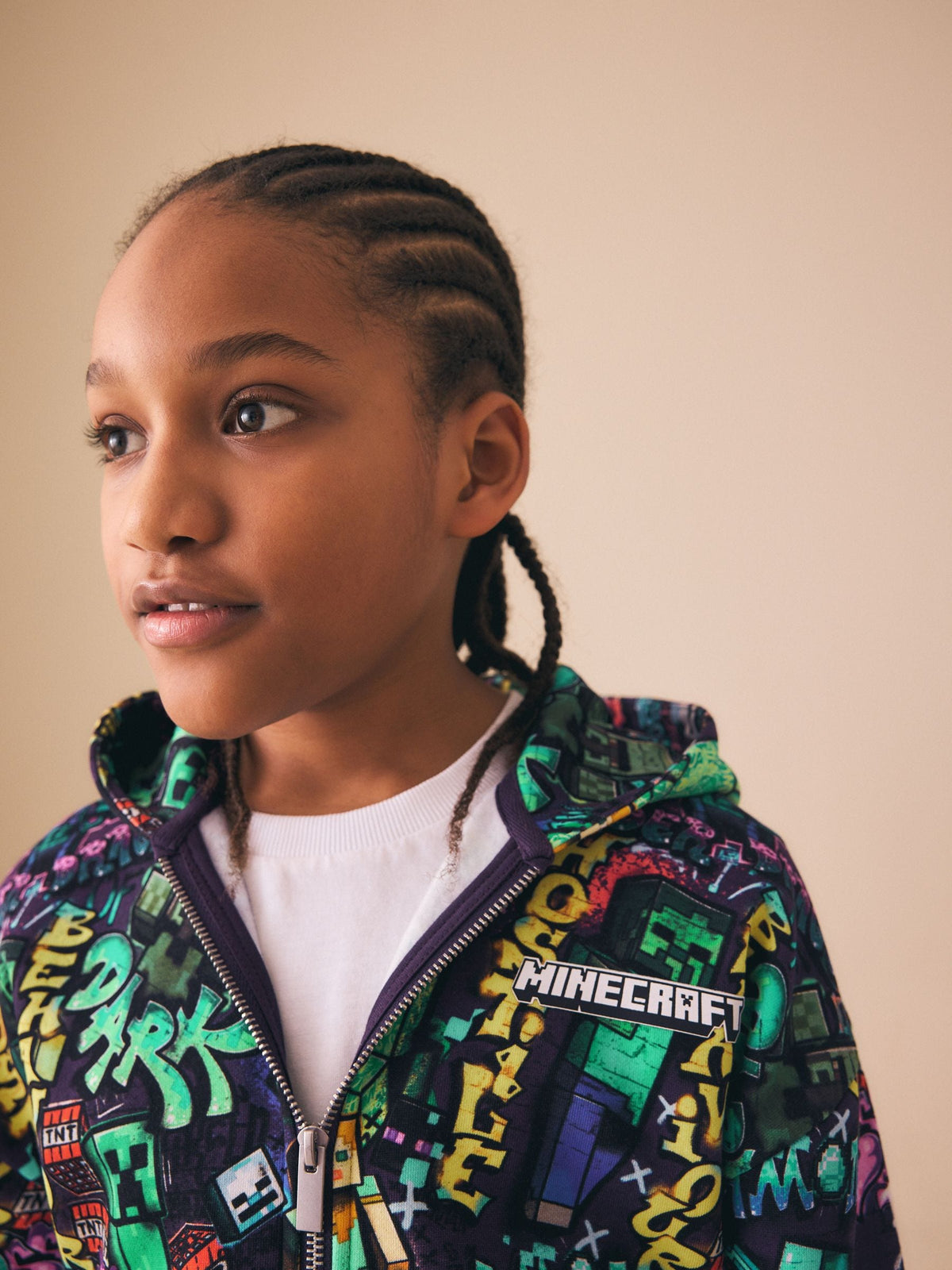 Dsiney Kidz - Purple Regular Fit Minecraft Zip Through Hoodie (3-16yrs) image 4