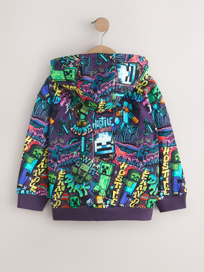 Dsiney Kidz - Purple Regular Fit Minecraft Zip Through Hoodie (3-16yrs) image 6