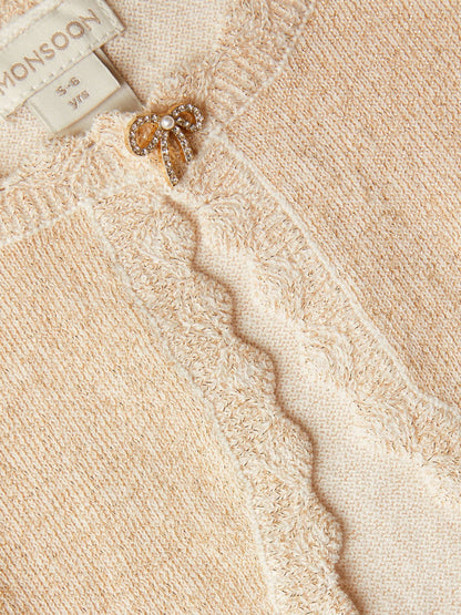 Monsoon Gold Maeve Bow Button Cardigan image 3