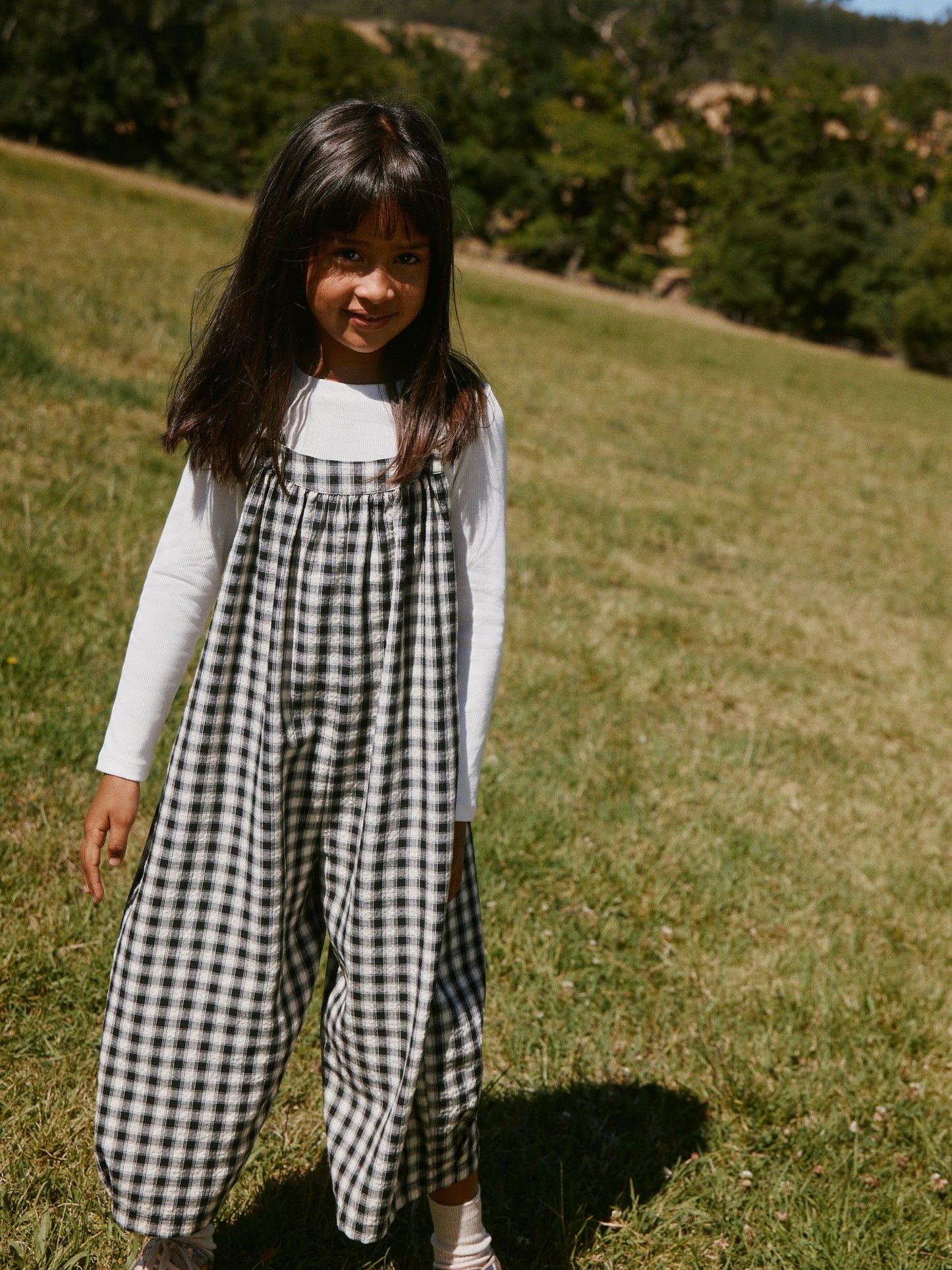Dsiney Kidz - Black/ White Mono Gingham Barrel Leg Jumpsuit (3-16yrs) image 1