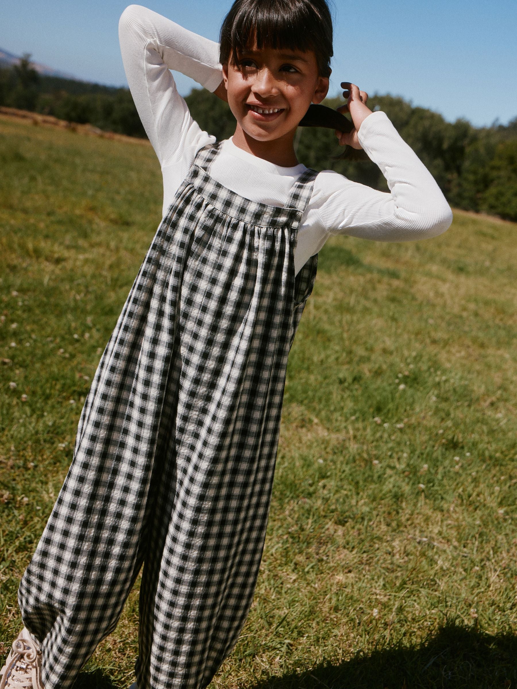 Dsiney Kidz - Black/ White Mono Gingham Barrel Leg Jumpsuit (3-16yrs) image 10