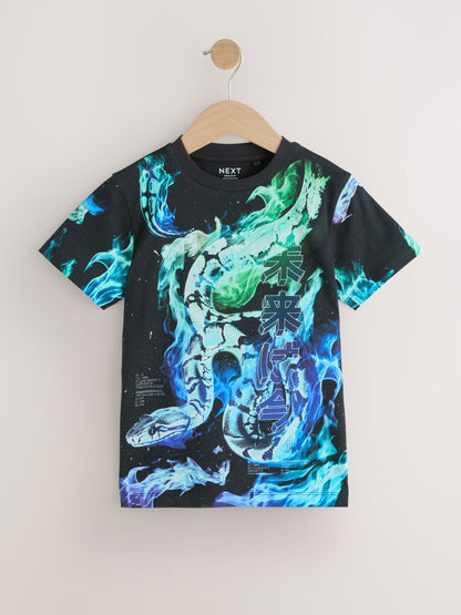 Dsiney Kidz - Black Snake Regular Fit Short Sleeve All-Over Print T-Shirt (3-16yrs) image 1