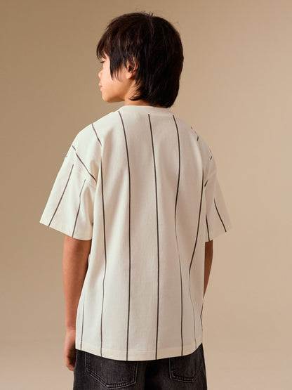 Dsiney Kidz - White/Black Stripe Short Sleeve Graphic T-Shirt (3-16yrs) image 3